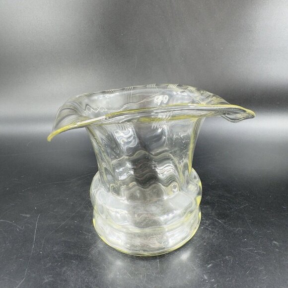 Antique Jack In The Pulpit Vase Bowl Transparent Light Yellow Glass Vintage Vase - Picture 9 of 13